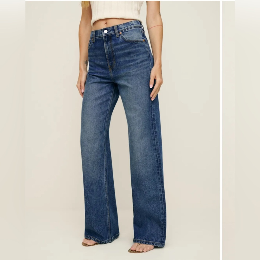 Reformation Cary Stretch High Rise Slouchy Wide Leg Jeans - Size 29W x 32L
